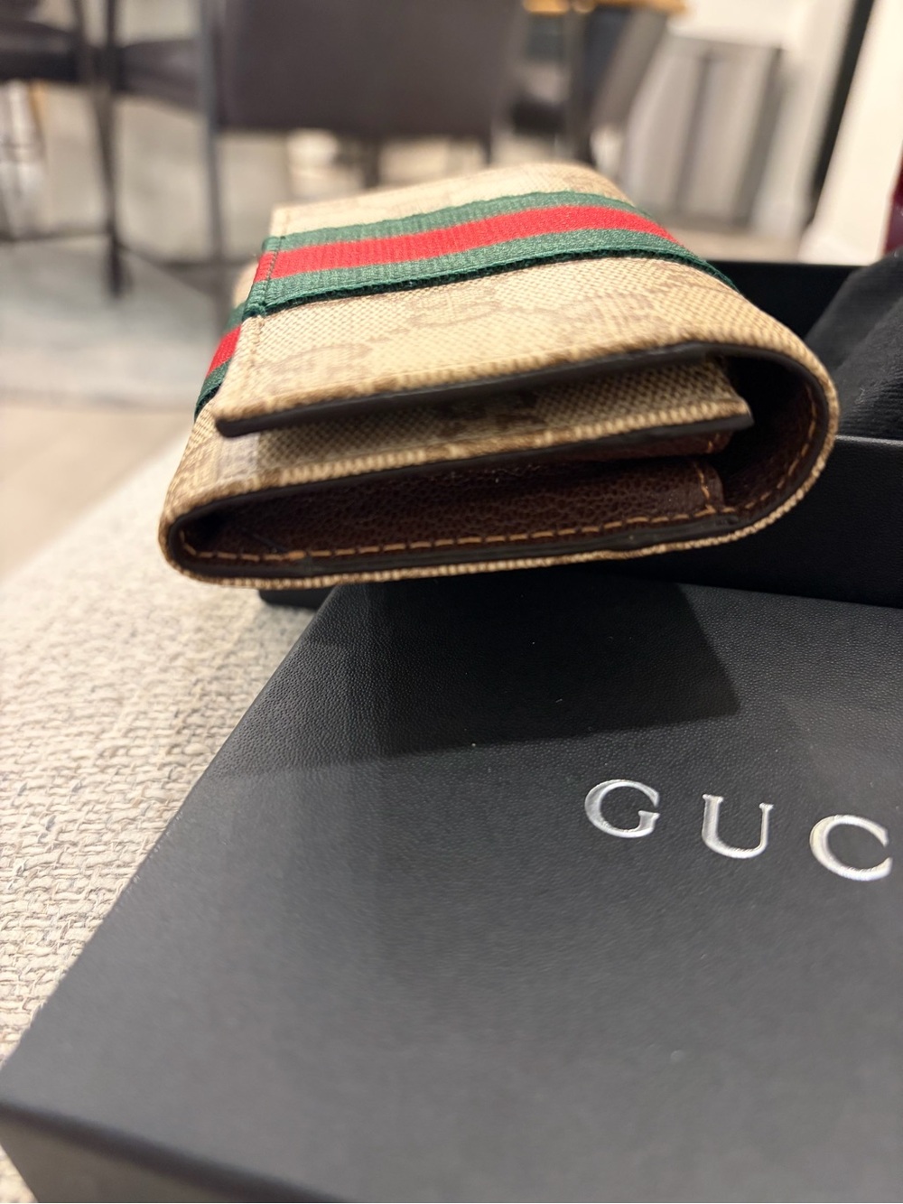 Gucci Bi-fold Card Case with Web GG Supreme Canvas Wallet - Picture 10 of 16